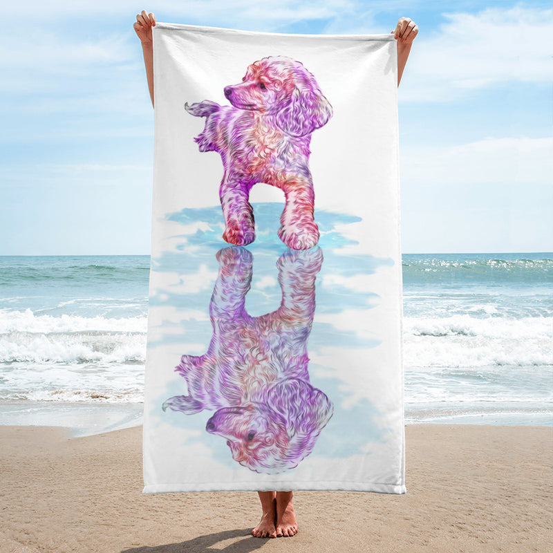 Poodle Reflection Beach Towel