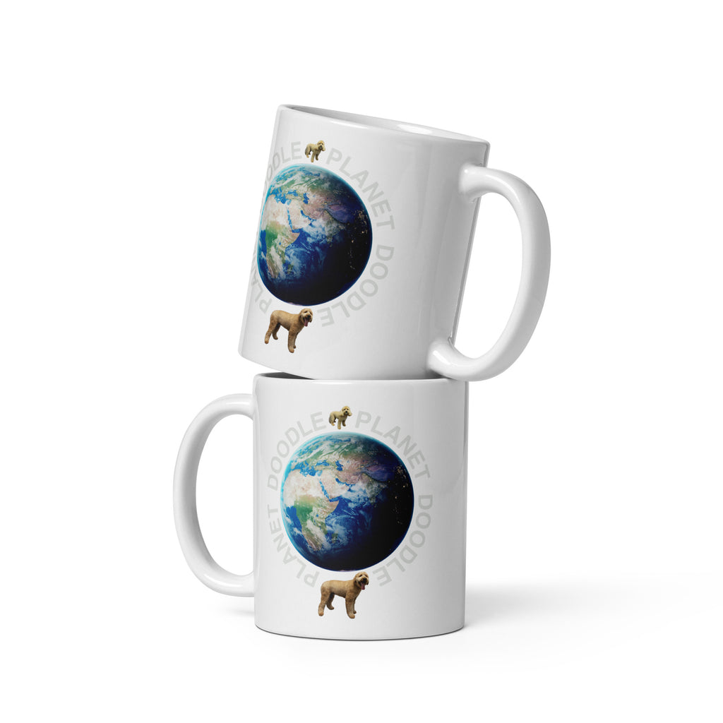 Planet Doodle White glossy mug